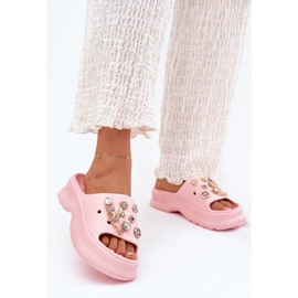 Dámské pěnové žabky se zlatými kolíky růžové růžový 2