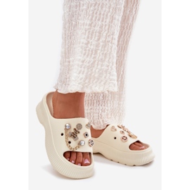 Dámské pěnové žabky se zlatými kolíky Light Beggar béžový 1 Dámské pěnové žabky se zlatými kolíky Light Beggar béžový 1