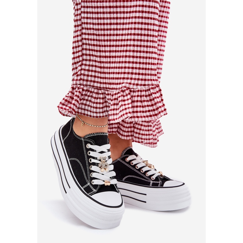 Dámské tenisky na platformě se zlatými kolíky černé černá 1 Dámské tenisky na platformě se zlatými kolíky černé černá 1