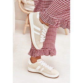 Dámské tenisky sportovní boty s ekologickou koženou béžovou béžový 2