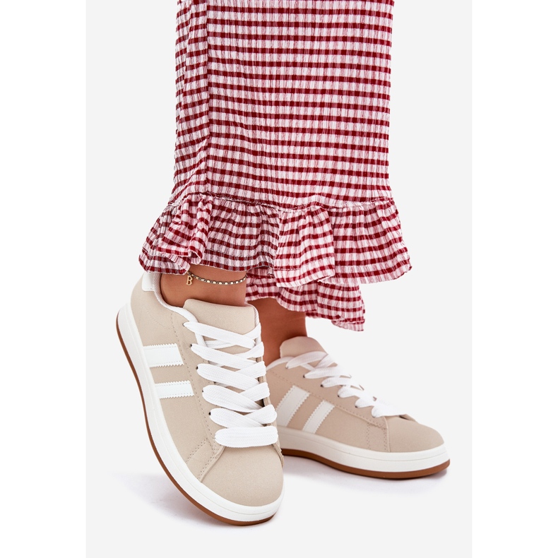 Dámské tenisky sportovní boty s ekologickou koženou béžovou béžový 1