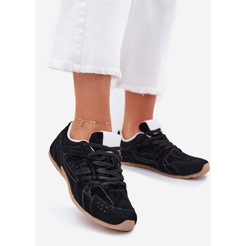 Dámské sportovní boty s ekologickou semišovou černou černá 1