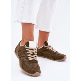 Dámská sportovní bota s ekologickou semišovou tmavou zelenou zelená 2 Dámská sportovní bota s ekologickou semišovou tmavou zelenou zelená 2