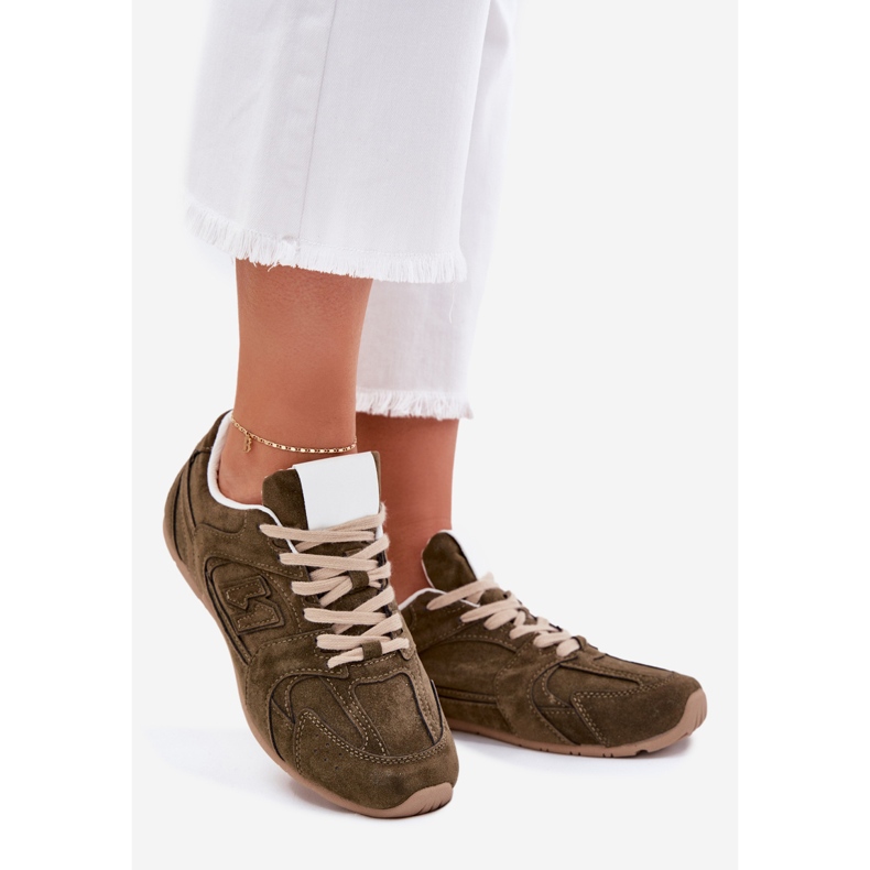 Dámská sportovní bota s ekologickou semišovou tmavou zelenou zelená 1