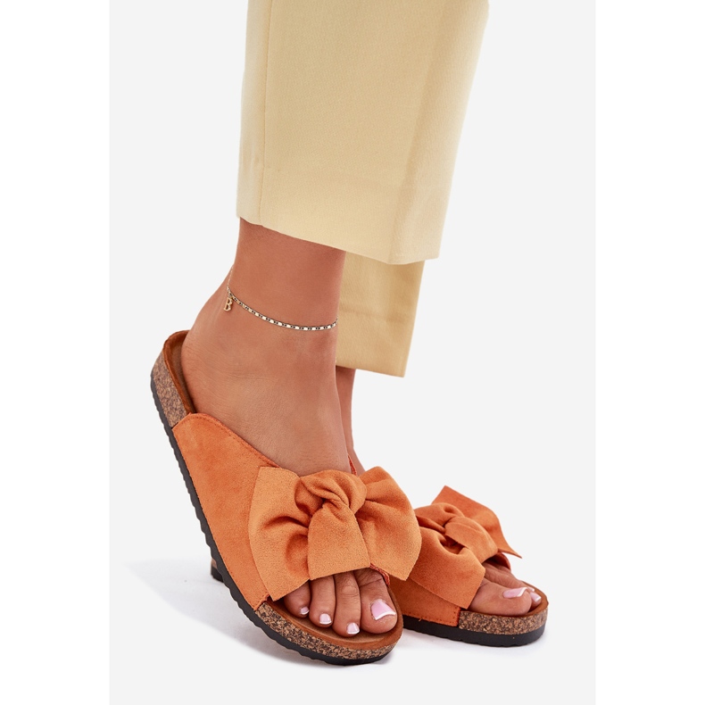 Dámské žabky na kolích podrážky s oranžovým lukem 1 Dámské žabky na kolích podrážky s oranžovým lukem 1