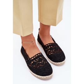 Krajka Dámská krajka černá espadrilles 5