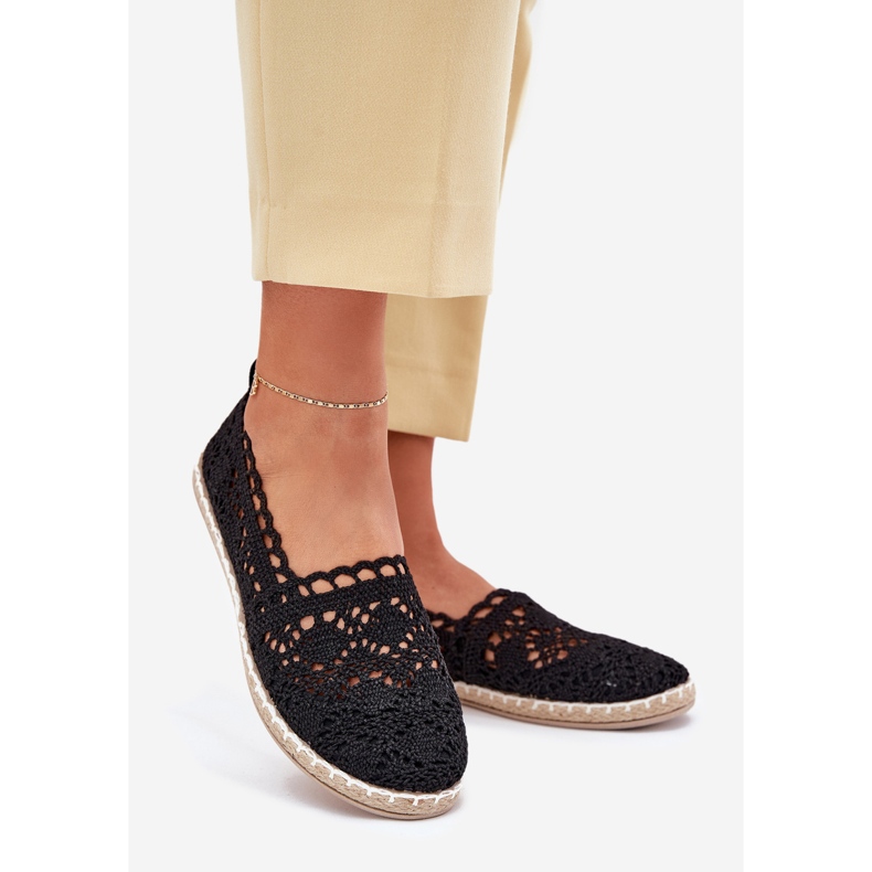 Krajka Dámská krajka černá espadrilles 1 Krajka Dámská krajka černá espadrilles 1