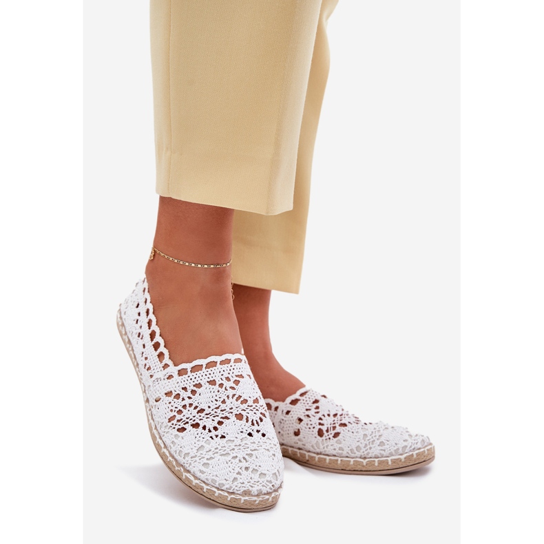 Dámská krajka bílá Espadrilles bílý 1