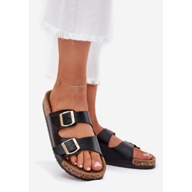 EVento Dámské žabky s ekologickou koženou spony černé černá 1 EVento Dámské žabky s ekologickou koženou spony černé černá 1