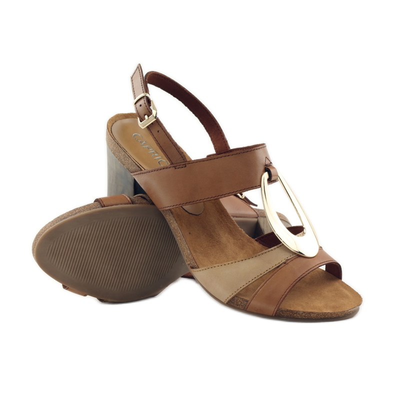 Caprice sandály dámské boty se zdobením 28307 hnědý žlutá 3