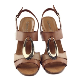 Caprice sandály dámské boty se zdobením 28307 hnědý žlutá 4