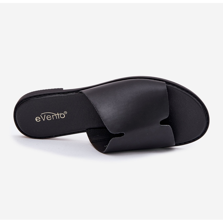 EVento Dámské žabky pro flip flip s plochou koženou koženou černou černá 2