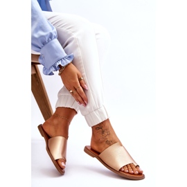 Evento Dámské ekologické kožené zlaté žabky zlaté zlatý 3