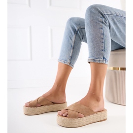 Brown Espadrilles s pruhy na platformě hnědý 5
