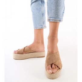 Brown Espadrilles s pruhy na platformě hnědý 1 Brown Espadrilles s pruhy na platformě hnědý 1