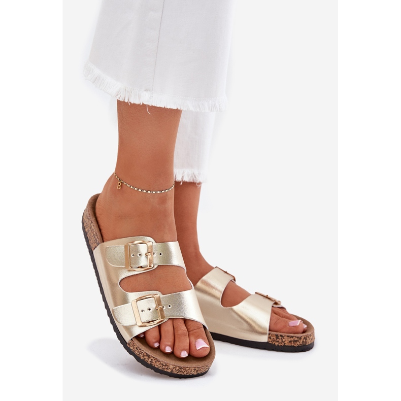 EVento Dámské žabky s ekologickými spony zlatý 1