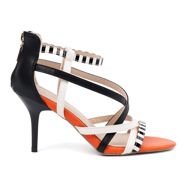 Shelvt Sandály na vysokých a bílých popruzích vícebarevný 2 Shelvt Sandály na vysokých a bílých popruzích vícebarevný 2