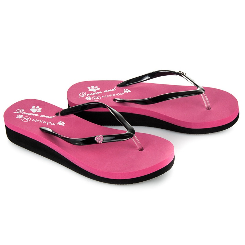 Mckeylor Růžové pantofle na klínku růžový 1