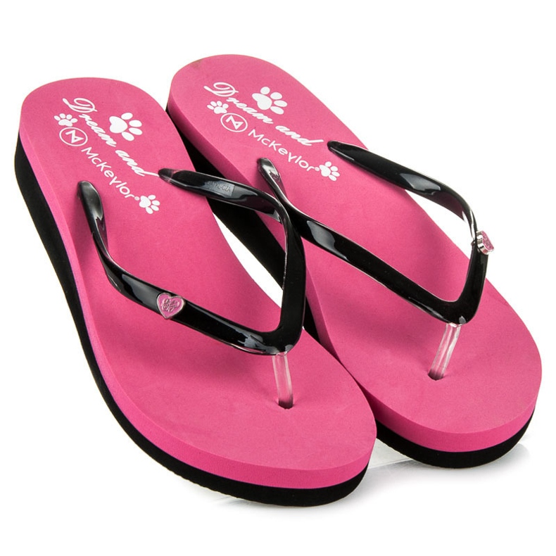 Mckeylor Růžové pantofle na klínku růžový 2