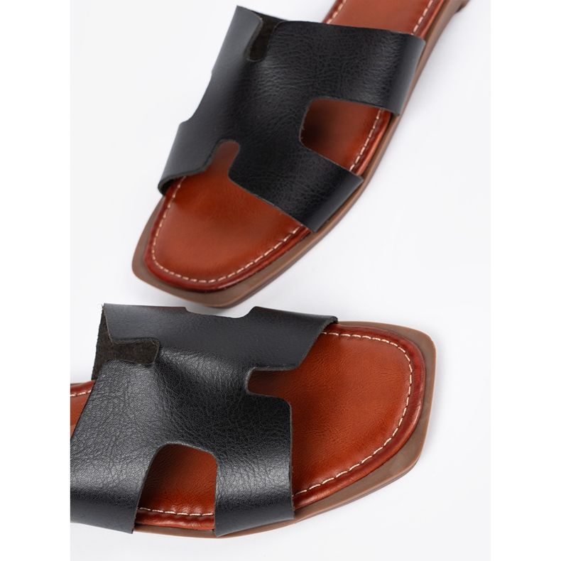 Sergio Leone Černé žabky s čtvercovou špičkou černá 1 Sergio Leone Černé žabky s čtvercovou špičkou černá 1