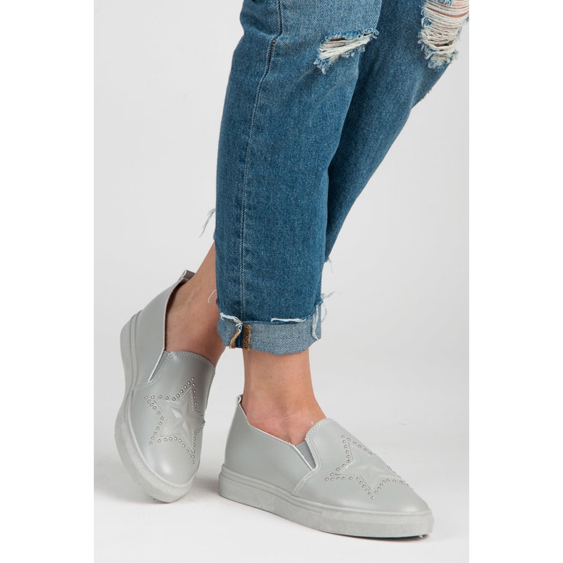 Šedé Slipons S Hvězdou šedá 2