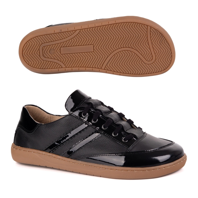 Tenisky naboso ženské kaia olivier - anatomické kožené boty černý floter s lakem černá 2 Tenisky naboso ženské kaia olivier - anatomické kožené boty černý floter s lakem černá 2