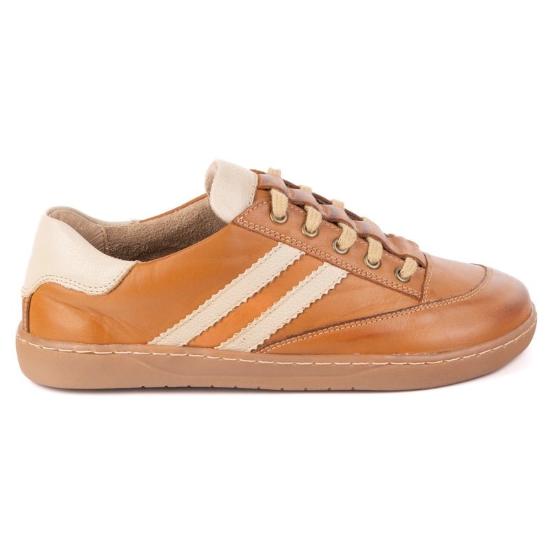 Tenisky naboso ženské kaia olivier - světle hnědá kožená bota hnědý 1