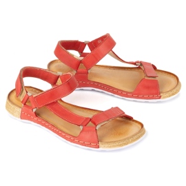 Olivier Dámské sandály nabosové Kallia Leather Red 0782W červené 4
