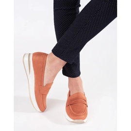 Klouzavé mokasíny žen na platformě pomerančový 1