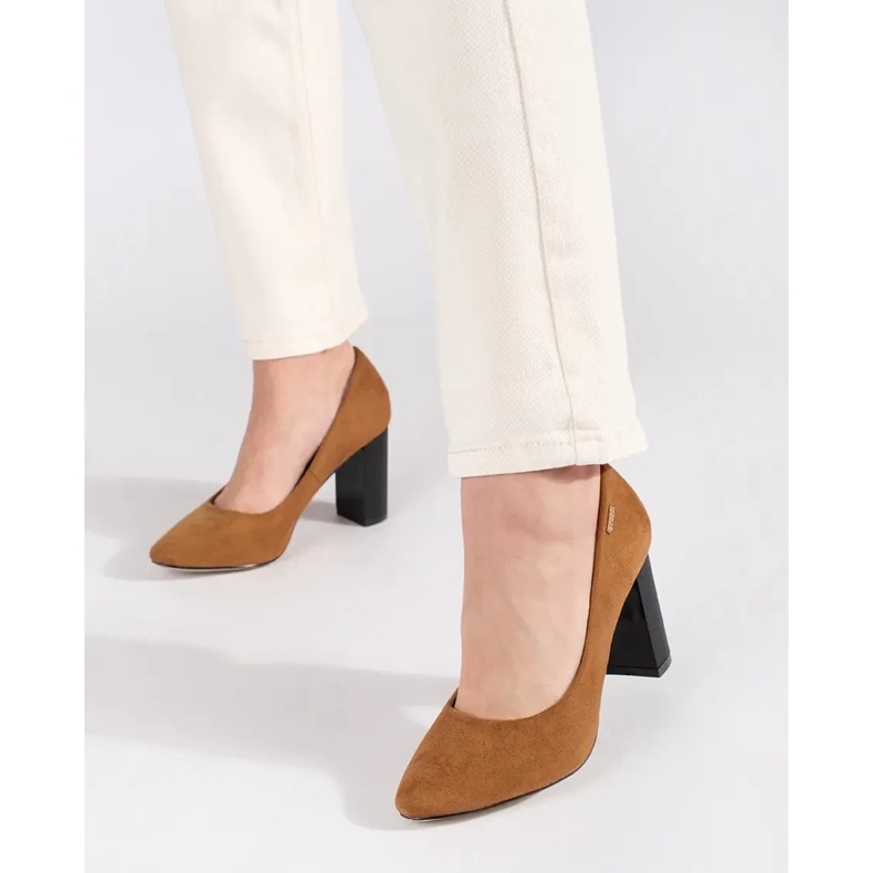 Goodin Hnědé lodičky na pilíři hnědý 2