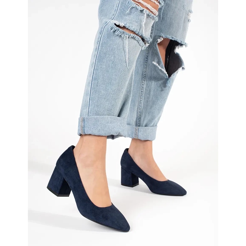 Navy Suede Pumps Sergio Leone modrý 2