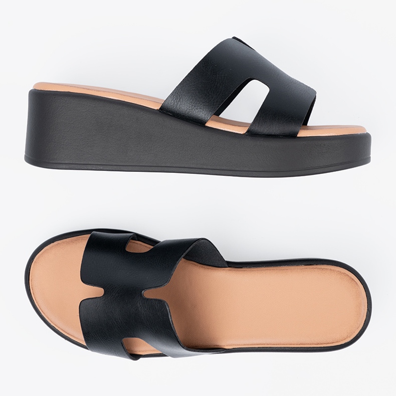 Seastar Dámské černé plošiny pantofle černá 1