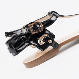 Černé ploché sandály ve stylu japonštiny černý 2