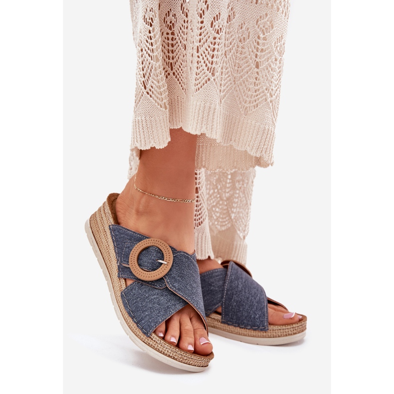 Dámské klíny s dekorativním inblu RV000012 Blue Buckle Blue modrý 1