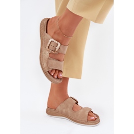 Dámské žabky se sponou a suchým zipem inblu MK000013 BEIGE béžový 3