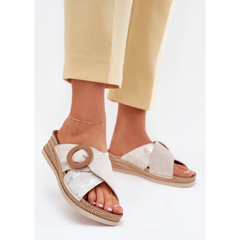 Dámské klíny s dekorativním inblu RV000012 Upínací svorkou béžový 2