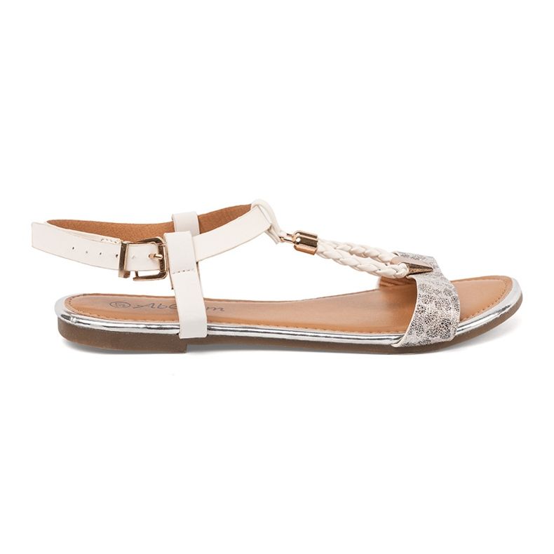 Bílé a stříbrné sandály se zlatými dekoracemi vícebarevný 1
