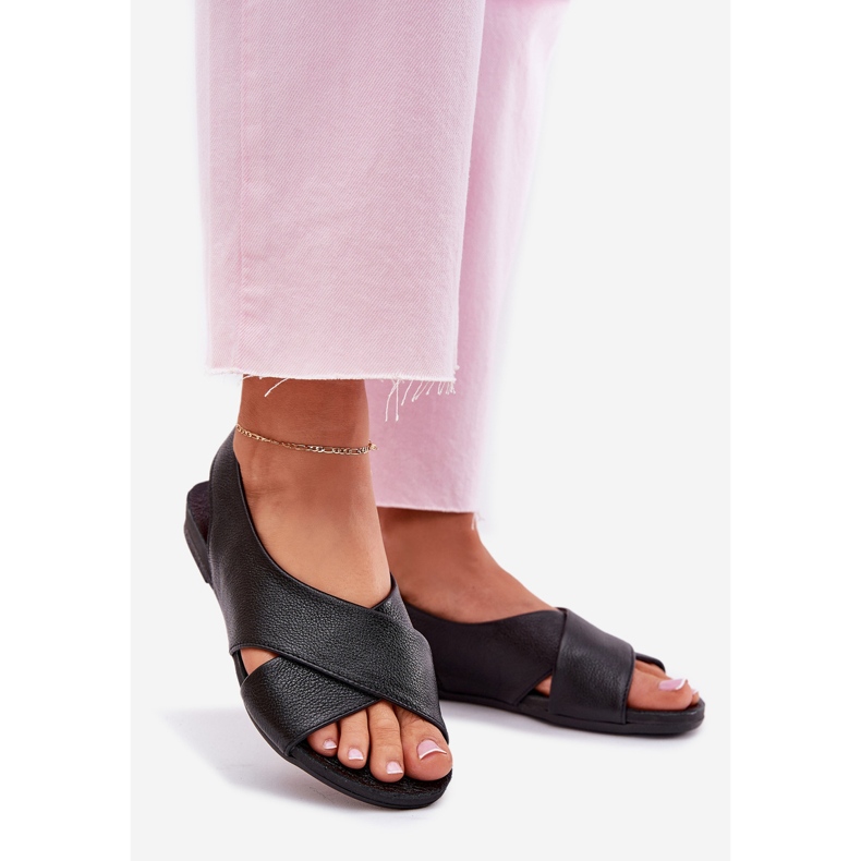 Zazoo 40407 Dámské černé kožené sandály černá 1