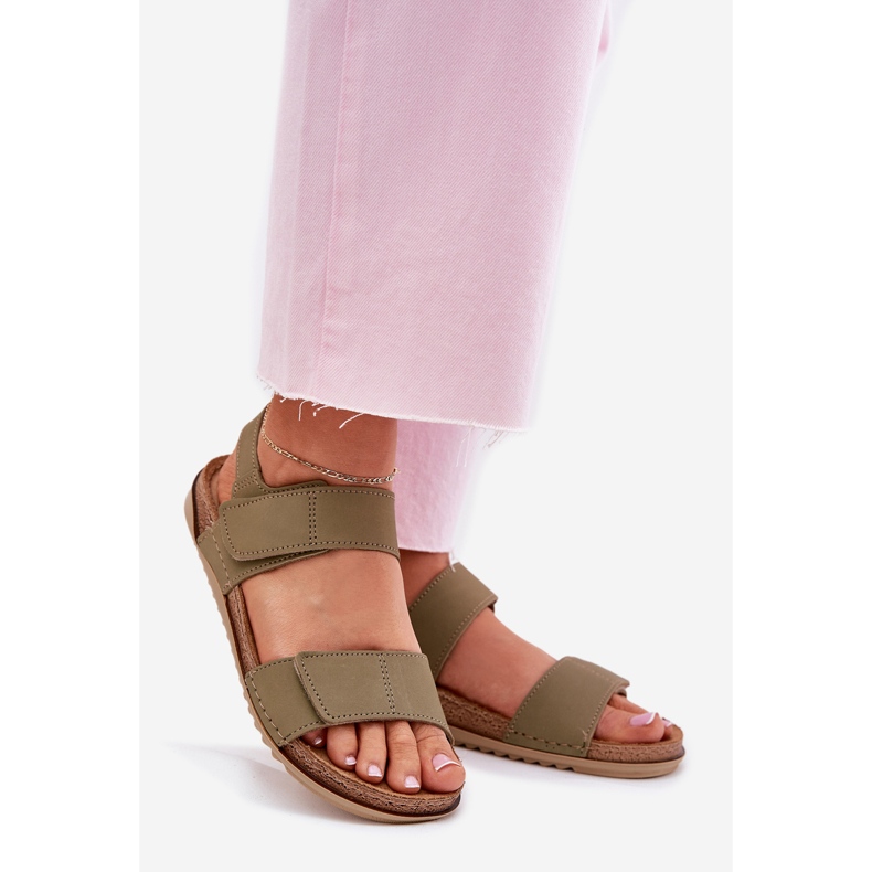 Dámské kožené sandály inblu aa0001Ki zelená 1