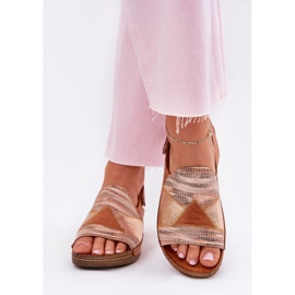 Dámské kožené sandály s klínem s Maciejka Braid L7067-29 Brown hnědý 4