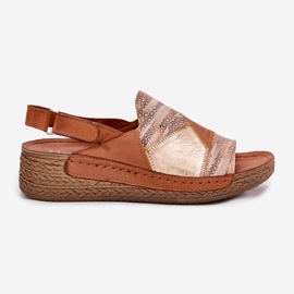 Dámské kožené sandály s klínem s Maciejka Braid L7067-29 Brown hnědý 9