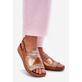 Dámské kožené sandály s klínem s Maciejka Braid L7067-29 Brown hnědý 1