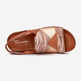 Dámské kožené sandály s klínem s Maciejka Braid L7067-29 Brown hnědý 2