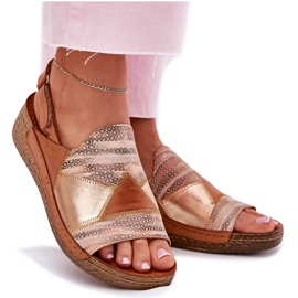 Dámské kožené sandály s klínem s Maciejka Braid L7067-29 Brown hnědý 10