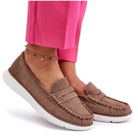 Dámské semišové mokasíny na platformě Sergio Leone SP012 Light Beige béžový 5