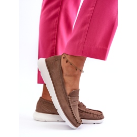 Dámské semišové mokasíny na platformě Sergio Leone SP012 Light Beige béžový 3