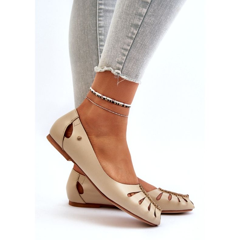 Zazoo 10009 pohodlná kožená dámská balerína béžová béžový 5 Zazoo 10009 pohodlná kožená dámská balerína béžová béžový 5