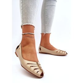 Zazoo 10009 pohodlná kožená dámská balerína béžová béžový 2