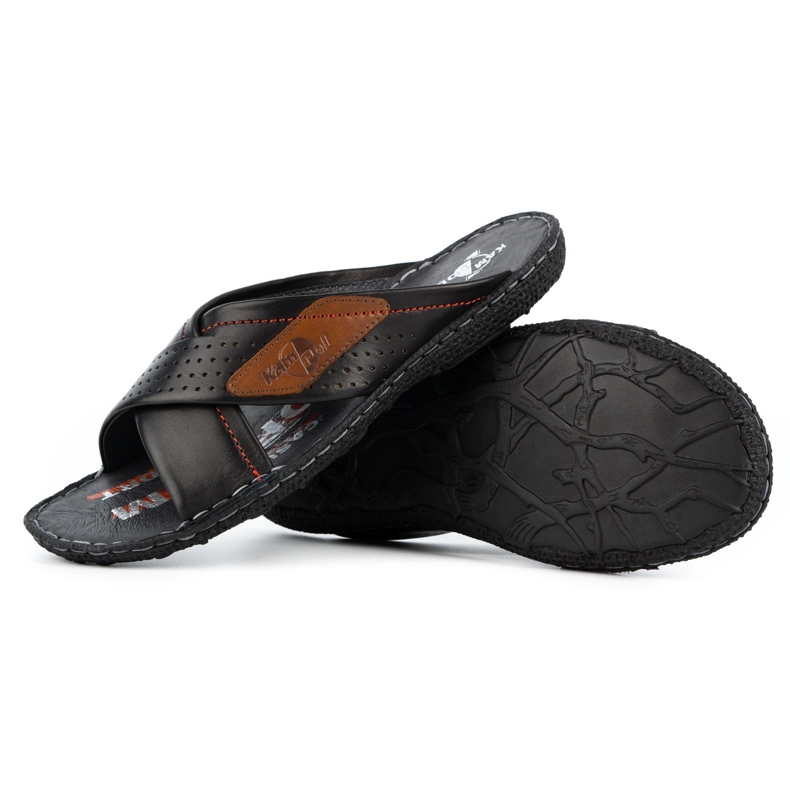 Kampol Pánské kožené pantofle 216KAM černé černá 5