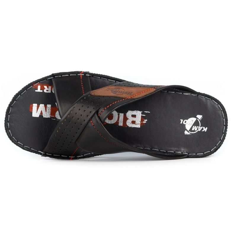 Kampol Pánské kožené pantofle 216KAM černé černá 6